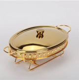 Food Warmer Buffet Alcohol Stove Luxury Golden Oval Hotel Wedding Chafing Dish