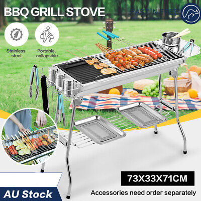 Outdoor folding stainless steel bbq barbecue grill stove charcoal picnic camping