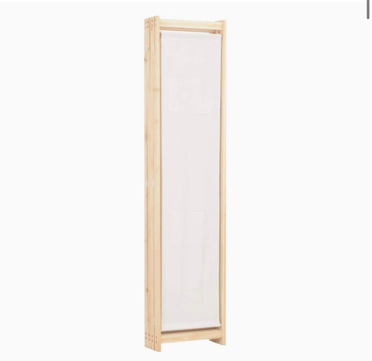 4-Panel Room Divider Wood Frame with 6 Bags Freestanding Fabric Folding Screen Partition Private Dressing Area Cream 160x170x4cm