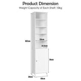 Bathroom Storage Cabinet 7-Tier Shelves Wooden Cupboard Tallboy White/Grey 182CM