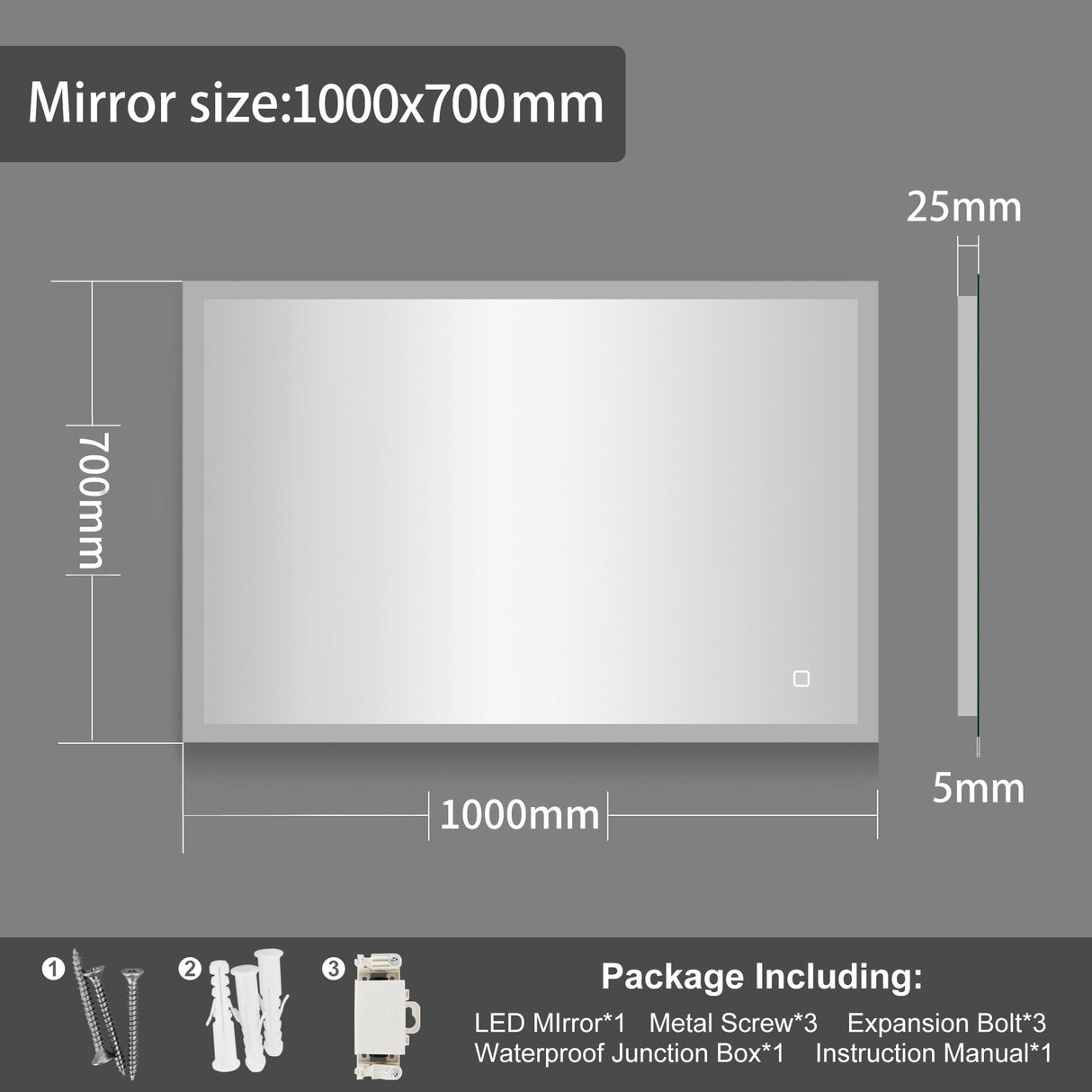 LED Bathroom Lighted Mirror Dimmable Frameless Vanity Makeup Touch Bluetooth