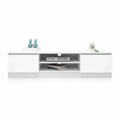 TV Stand Entertainment Unit 2 Doors Wooden Storage Cabinet Furniture - White