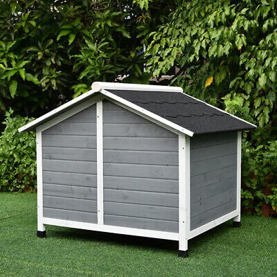 Wooden Pet Dog Kennel Timber Awning House Cabin Wood Log Box 100X91Cm