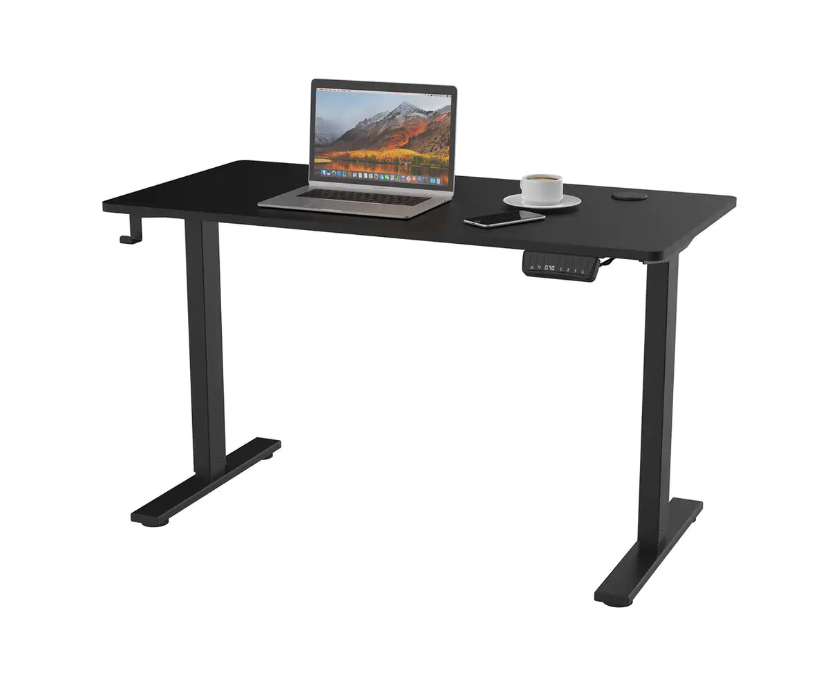 Electric Standing Desk Motorised Sit Stand Desk Ergonomic Stand Up Desk with 120 x 60cm Splice Board Black Matte Frame/Black Matte Table Top