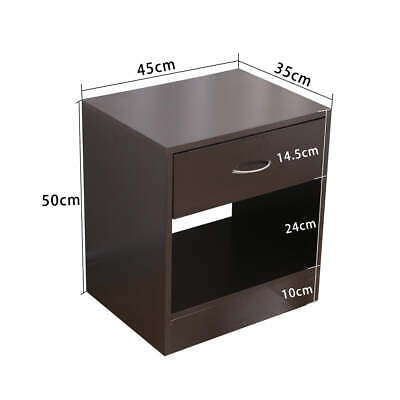 Bedside Table Nightstand with Drawer Set of 2 Brown