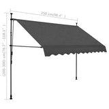 Outdoor Awning With LED Lights Window Shade Cover Manual Retractable Canopy 3m