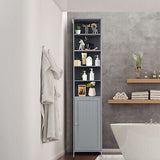 Bathroom Storage Cabinet 7-Tier Shelves Wooden Cupboard Tallboy White/Grey 182CM