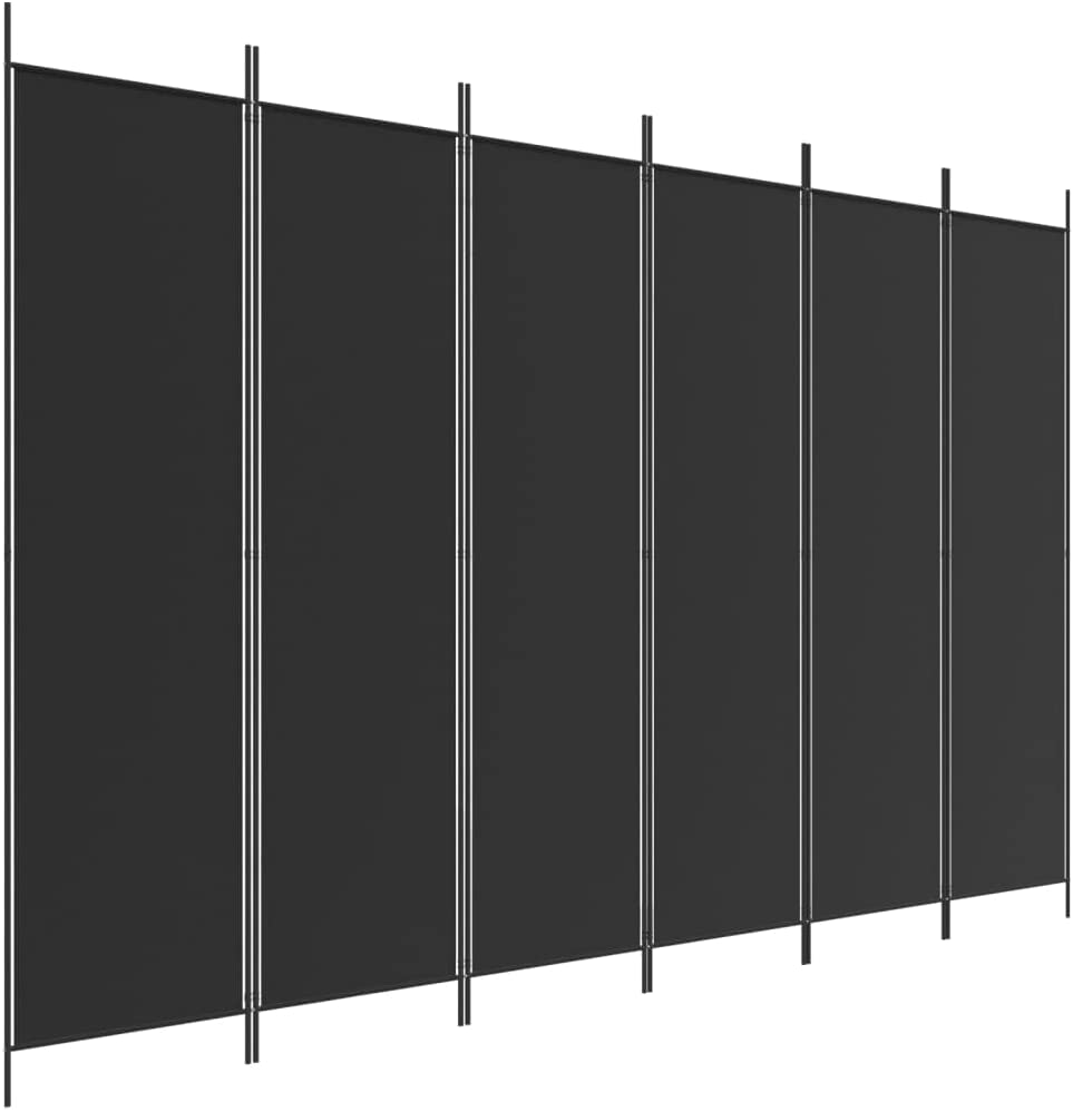 6-Panel Room Divider Living Room Bedroom Partition Privacy Protection Screen Room Separator Folding Dressing Wall Black Fabric