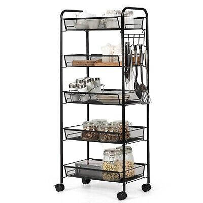 Kitchen Trolley Storage Rack Utility Cart Rolling Serving Island Shelf