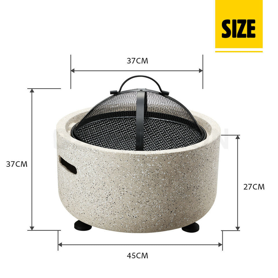 Fire Pit BBQ Charcoal Grill Smoker Portable Outdoor Fireplace Heater 45cm