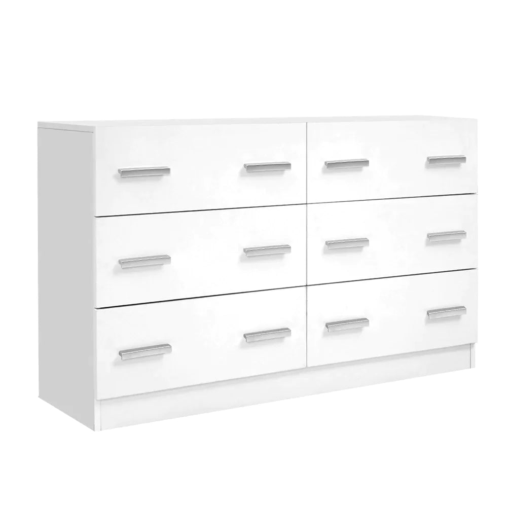 6 Chest of Drawers Lowboy Dresser Storage Cabinet White