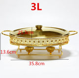 Food Warmer Buffet Alcohol Stove Luxury Golden Oval Hotel Wedding Chafing Dish