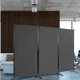 3-Panel Room Divider Folding Privacy Screen with Hinges Steel Base Wood