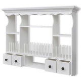 Kitchen Wall Cabinet Wooden Storage Shelves Drawers Hooks Rack Organizer White