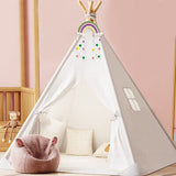 Large Teepee Tent Wigwam with Mat Boys Girls Pretend Play Tent Wood Frame