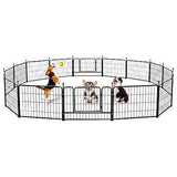 16 Panels Metal Dog Playpen With Doors Foldable Pet Fence Exercise Pen