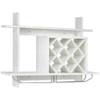 Bottle Glass Hold Wall-Mounted Wood Wine Rack Shelf Storage Bar Home Restaurant