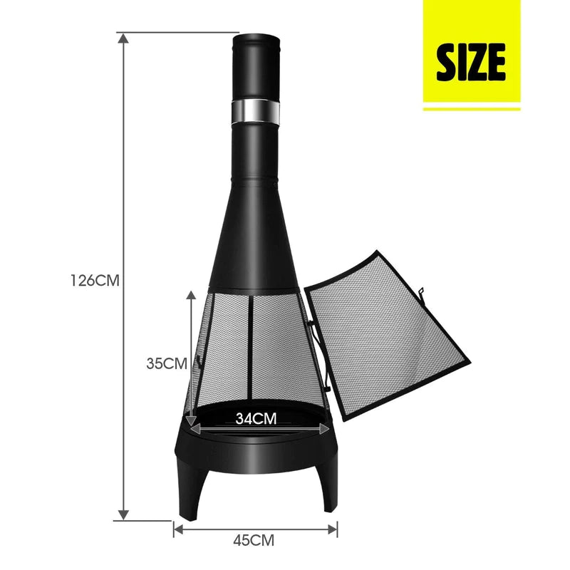 126CM Fire Pit Chiminea Chimney Fireplace Brazier Outdoor Portable Patio Heater