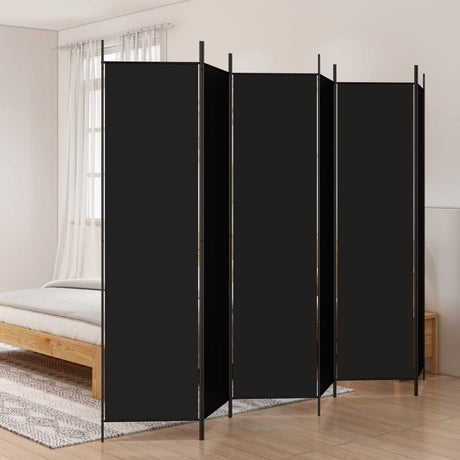 6-Panel Room Divider Living Room Bedroom Partition Privacy Protection Screen Room Separator Folding Dressing Wall Black Fabric