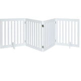 Large Free Standing Dog Gate, Extra Tall Safety Wood Pet Gate, Indoor Foldable Dog Gate, Expands up to 152cm Wide 91cm, Doorway Pet Barrier, White