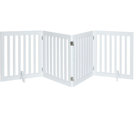 Large Free Standing Dog Gate, Extra Tall Safety Wood Pet Gate, Indoor Foldable Dog Gate, Expands up to 152cm Wide 91cm, Doorway Pet Barrier, White