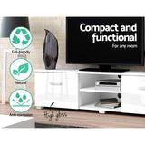 TV Cabinet Entertainment Unit Stand High Gloss Storage 140cm White