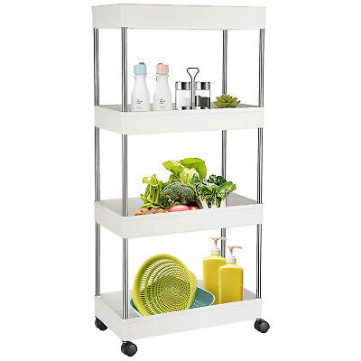 4Tier Trolley Rack Shelf Kitchen Bathroom Storage Rolling Rack Cart Storage Cart