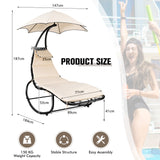 Hammock Chair Swing Lounger Chaise Outdoor Daybed w/ Pillow Canopy Stand Cushion