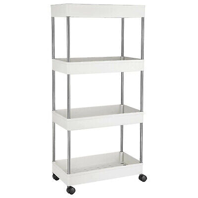 4Tier Trolley Rack Shelf Kitchen Bathroom Storage Rolling Rack Cart Storage Cart