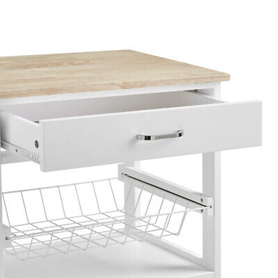 Modern Kitchen Island Storage Trolley Portable Table Workbench Cart