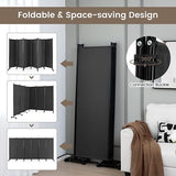 6-Panel Folding Room Divider, 1.72m Rolling Privacy Screen with Lockable Wheels, Portable Wall Divider and Separator, Freestanding Privacy Protection for Living Room, Bedroom, Office