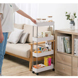 4Tier Trolley Rack Shelf Kitchen Bathroom Storage Rolling Rack Cart Storage Cart