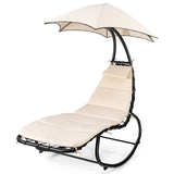 Hammock Chair Swing Lounger Chaise Outdoor Daybed w/ Pillow Canopy Stand Cushion