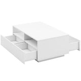 High Gloss White LED Coffee Table With 4 Drawers