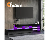 Entertainment Unit TV Stand LED Gloss 220cm - Black