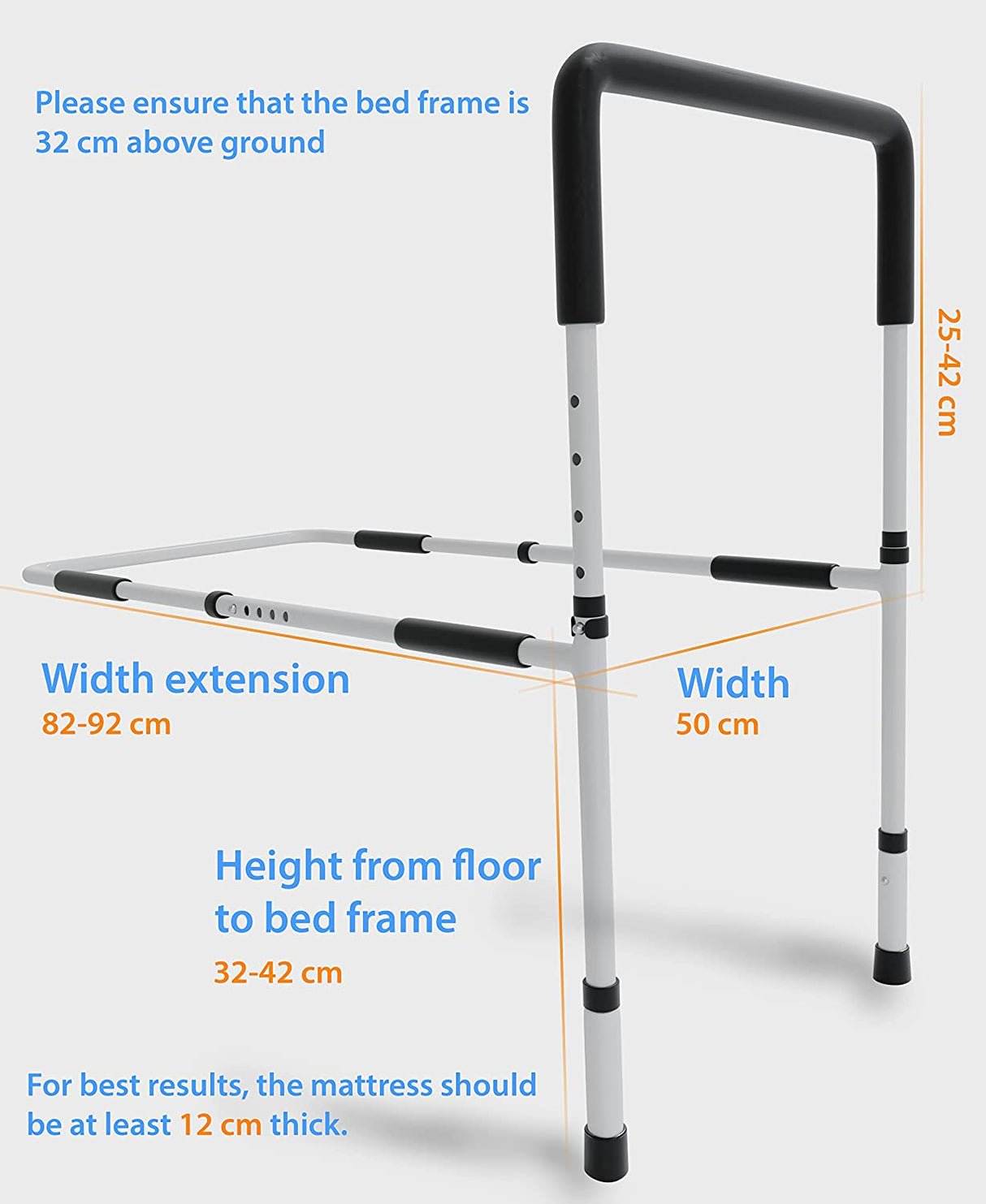 Bed Assist Rail with Adjustable Heights | Safety Hand Bed Guard Grab for The Elderly, Pregnant and Less Able | Bedside Assistance and Safety for Seniors