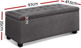 Artiss Storage Ottoman Blanket Box Footstool Chest Fabric Grey