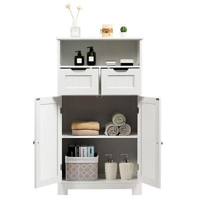 Bathroom Floor Cabinet Toilet Storage Cupboard Wooden Laundry Organizer