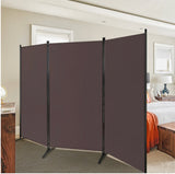 3-Panel Room Divider Folding Privacy Screen with Hinges Steel Base Wood