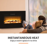 100cm Electric Heater Fireplace Wall Mounted Flame Effect Remote Indoor