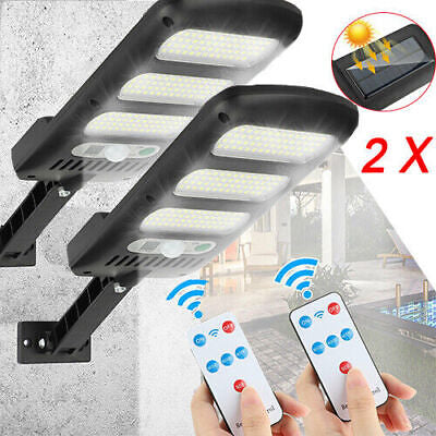 2 Pack 213LED Outdoor Solar Street Wall Light Sensor PIR Motion LED Lamp Remote