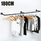 Wall Mount Garment Clothes Closet Storage Rack Hanging Rail Iron Pipe Organiser