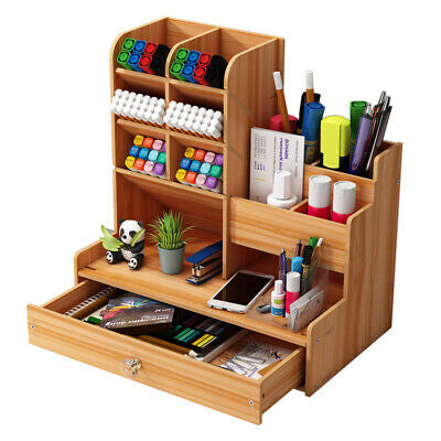 Wooden Desktop Drawers Desk Storage Pencil Holder Organizer with 13 Compartments