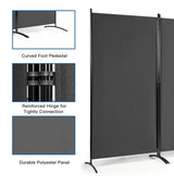 3-Panel Room Divider Folding Privacy Screen with Hinges Steel Base Wood