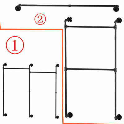 XL Industrial Wall Pipe Rack Commercial Clothes Hanging Rail Organizer 2 Way Use