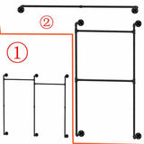 XL Industrial Wall Pipe Rack Commercial Clothes Hanging Rail Organizer 2 Way Use