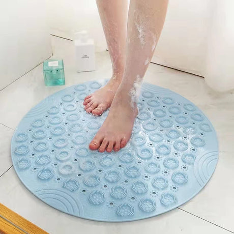 Bath Mat, Non-Slip Bath Blanket, Bath Rugs,PVC Shower Mat, Antibacterial and Durable Massage Bath Mat, Carpet with Drainage Hole and Suction Cup, 55 × 55cm