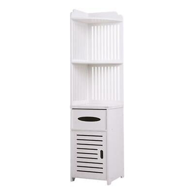 Waterproof Bathroom Toilet Side Corner Cabinet Shelf Stand Big Storage White