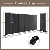 6-Panel Folding Room Divider, 1.72m Rolling Privacy Screen with Lockable Wheels, Portable Wall Divider and Separator, Freestanding Privacy Protection for Living Room, Bedroom, Office