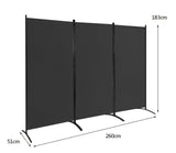 3-Panel Room Divider Folding Privacy Screen with Hinges Steel Base Wood